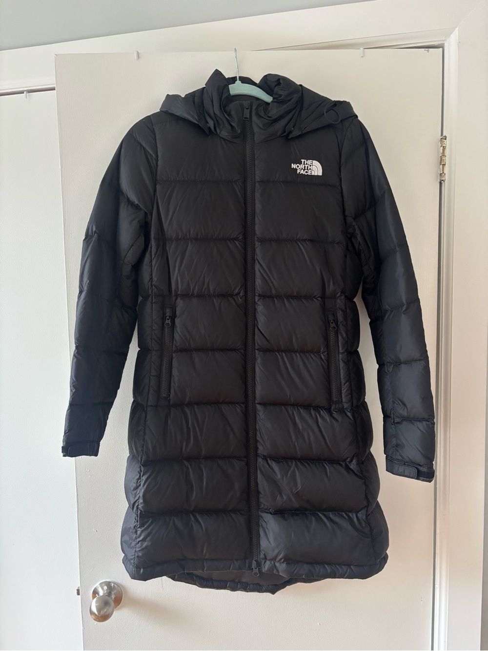 The North Face Women's Black Insulated Long Puffer Jacket with Hood